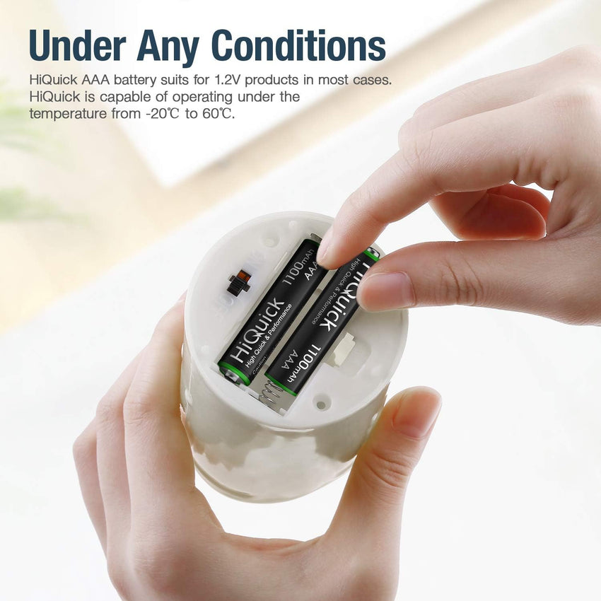 HiQuick 16 x AAA Batteries, Rechargeable 1100mAh Ni-MH Battery High Capacity Performance 1200 Tech 1.2V NiMH AAA Rechargeable Battery | 1.2V Triple A Battery, Pre-charged, Recycled, High-Capacity, Low Self Discharge,Ideal for Remotes Toys Clocks Cameras