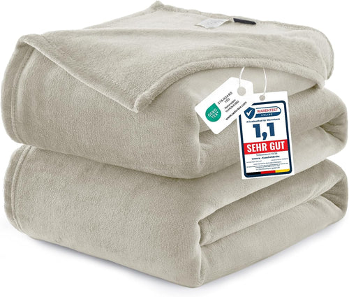Fleece Blanket King XXL Soft Warm Extra Large Throw Beige 270x230cm