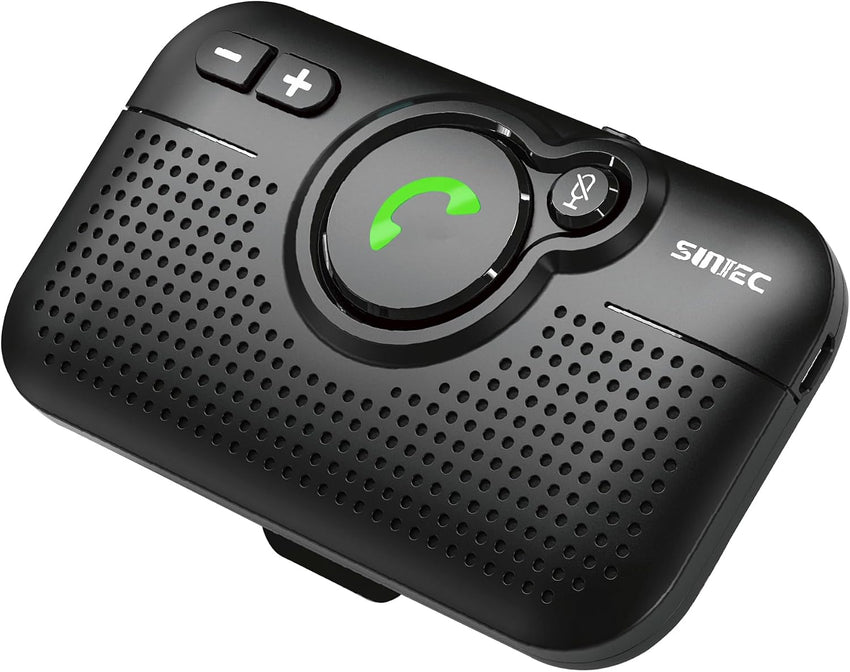 SUNITEC Hands Free Car Phone Kit Bluetooth 5.1, AUTO Power ON, Support Siri Assistant, Voice Guidance, 3W Speaker, Bluetooth Car Phone Hands Free Kit with Visor Clip-BC980P