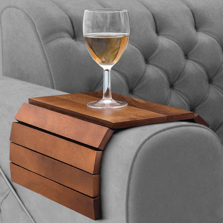 Foldable Sofa Arm Tray Acacia Wood Water & Scratch Resistant Ã¢ÂÂ 37.5 x 25cm