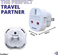 TechMax Pack of 2 UK to US Plug Adaptor Type G to Type A and B UK to USA, Canada, Japan, Thailand, Mexico, Jamaica, Dominican Republic, Barbados, China and more 2 Pin Flat Travel Adapter (White)