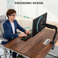 WALI Single Monitor Arm for 17-34 inch Screens, Ergonomic Gas Spring Monitor Arm Desk Mount up to 12 kg, Adjustable Computer Monitors Stand with Clamp and Grommet Base, VESA 75/100mm (GSMP001N), Black