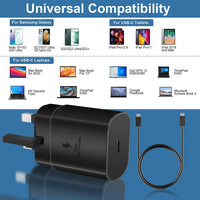 45W Super Fast Charger for Samsung with 6.6ft 5A Type-C Cable, USB C Plug for Galaxy S24 Ultra/S24+/S24/S23 Ultra/S23/S22/S21/A15,A55,Z Fold 6,Z Flip 6,Tab S9,Google Pixel 9,PPS Fast Charger Usb C 5A