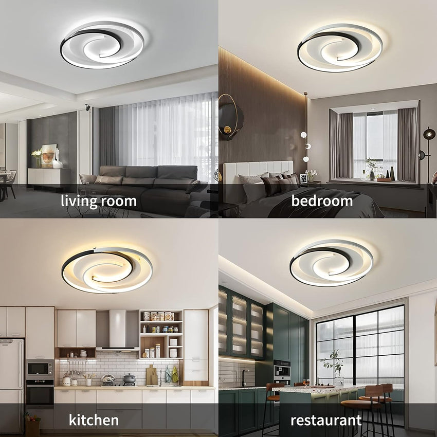Modern LED Ceiling Light Dimmable Geometric Design â Black 50cm