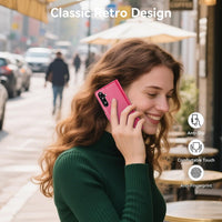 ivencase Compatible with Samsung Galaxy A56 5G Phone Case with 1 Screen Protector, [RFID Blocking] PU Leather Flip Wallet Case with Card Slots Stand Magnetic Cover for Samsung A56 - Hot Pink