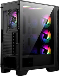 MSI Forge 120A Airflow mag cabinet with RGB window, Midi-Tower, ATX/Micro-ATX/Mini-ITX, USB 3.2, no source, 6 RGB fans installed, Black