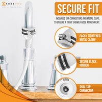 Kobe Professional Shower Head and Extra Long Hose Set for Bath Taps/Tap Shower Attachment - Secure Fit Clamp Included - Perfect Portable Shower/Portable Dog Shower - 3m Hose
