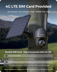 Reolink 4K 4G Solar Outdoor Security Camera AI Detection Colour Night Vision â Black + Solar Panel