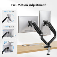 HUANUO Dual Monitor Arm 2x up to 32in VESA 75/100 Height-Adjustable Fits 32in