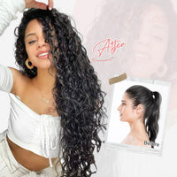 FLUFYMOOZ 9PCS Clip-in Hair Extensions Curly Synthetic Hair â Blonde/White Highlights