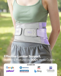 Women's Back Support Belt Ergonomic Lumbar Brace with 3D Pad Kidney Support Purple M (85-100 cm)