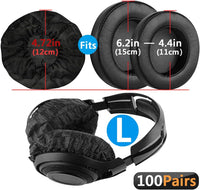 Geekria 100 Pairs Disposable Headphones Ear Cover for Large Over-Ear Headset Earcup, Stretchable Sanitary Ear Pads Cover, Hygienic Ear Cushion Protector (L/Black)