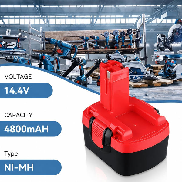 1 Pack 4.8Ah Ni-MH BAT038 Replacement for Bosch 14.4V Battery BAT040 BAT041 BAT140 BAT159 2607335533 2607335275 2607335685 13614 Compatible with Bosch PSR 14.4 AHS PSB GST Cordless Tools