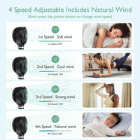 momcozy Portable Pram Fan 8000mAh Rechargeable Stroller Fan with 4 Speeds Black