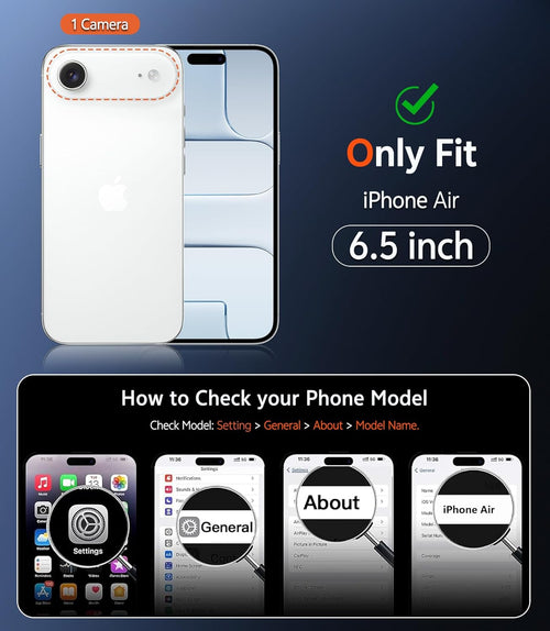 FNTCASE for iPhone Air Case: Clear Anti Yellowing Magnetic Military Grade Drop Protection Cell Phone Cover - Rugged Shockproof Protective Bumper Transparent Phonecase