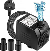 BARST 1500L/H Submersible Water Pump, Ultra Quiet Aquarium Pump for Fountains, Pool, Fish Tank, Pond, Hydroponics, Statuary with 4 Srtong Suction Cups,3 Nozzles (30W, 5m Power Cord)