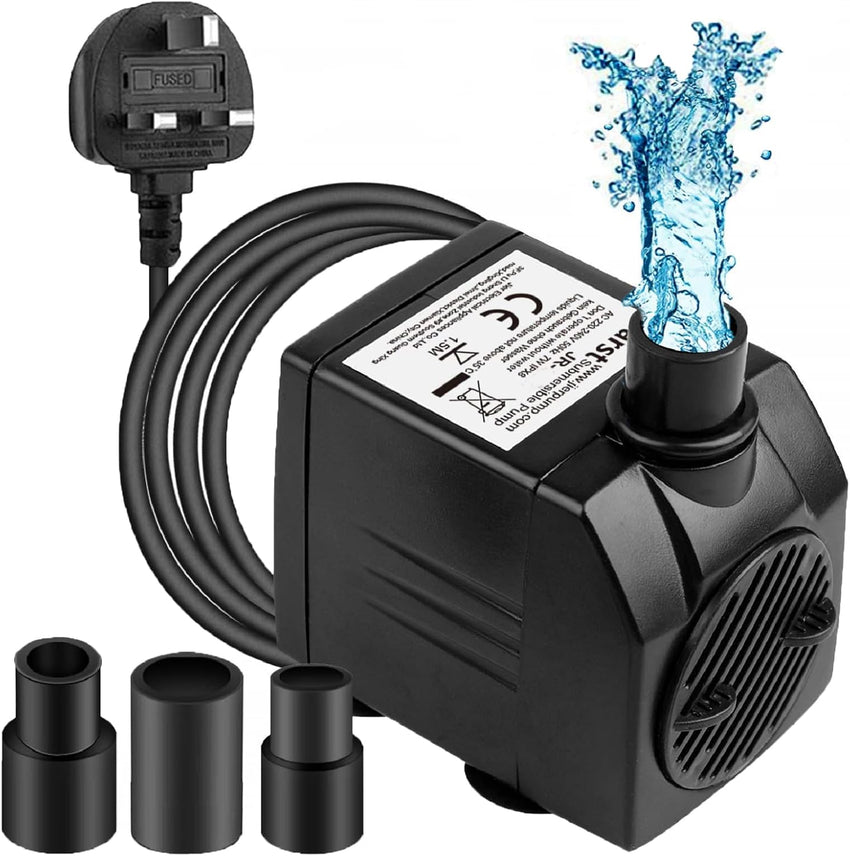 BARST 1500L/H Submersible Water Pump, Ultra Quiet Aquarium Pump for Fountains, Pool, Fish Tank, Pond, Hydroponics, Statuary with 4 Srtong Suction Cups,3 Nozzles (30W, 5m Power Cord)