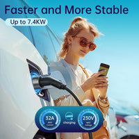 QIAO)) Type 2 EV Charging Cable, 7.4kW 10M 32A Single Phase, Electric Vehicle Type 2 to Type 2 IEC 62196 EV Charger Cable, EVs/Plug-in Hybrid Fast Car Charging Cable with Carry Bag