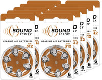 Energizer Sound Energy - Hearing Aid Batteries Size 312 (48 Pack) - Long Lasting Zinc Air Power - Easy Installation - Mercury & Cadmium Free - Made in UK - 4 Year Shelf Life [Amazon Exclusive]