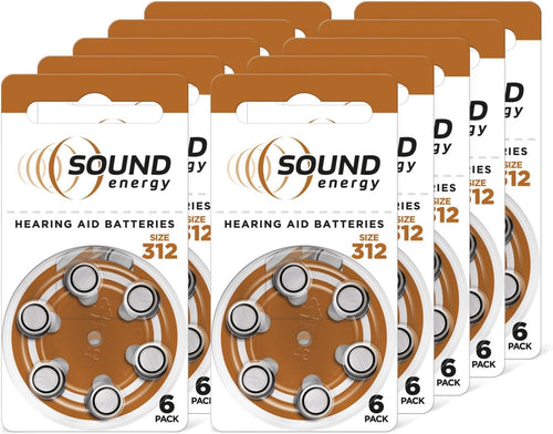 Energizer Sound Energy - Hearing Aid Batteries Size 312 (48 Pack) - Long Lasting Zinc Air Power - Easy Installation - Mercury & Cadmium Free - Made in UK - 4 Year Shelf Life [Amazon Exclusive]