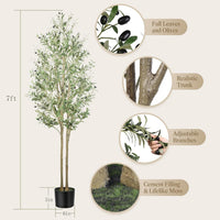 Alupssuc 7FT Artificial Olive Tree, Fake Olive Tree with Lifelike Leaves and Fruits, Faux Tall Plant Indoor Outdoor for Home Living Room Bedroom Balcony Corner Office Garden Decor, 210cm