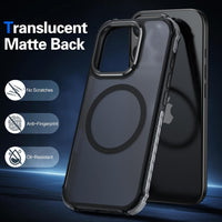 AMILIFECASES Magnetic for iPhone 16 Pro Case, [1X 9H Screen Protector] [Anti-Fingerprint] [Anti-Scratch], Translucent Matte Back Slim Shockproof Case for iPhone 16 Pro 6.3inches - Black