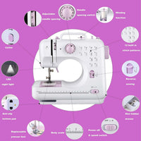 Sewing Machine 12 Stitches 2 Speeds Double Thread White
