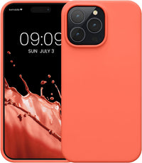 kwmobile Case for iPhone 14 Pro Max Case - Slim Soft TPU Silicone Cover - Works with Wireless Charging - Vivid Coral