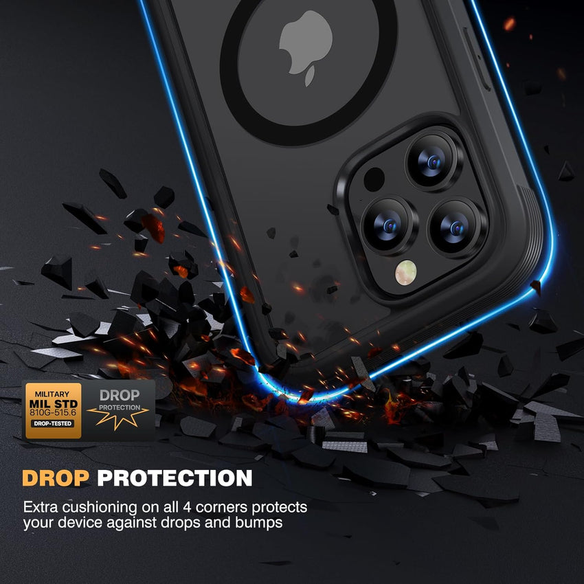 Diaclara Magnetic Designed for iPhone 15 Pro Case [Compatible with MagSafe], 360Â° Full Body Case with Screen Protector + Camera Lens Protector for iPhone 15 Pro 6.1" (Black)