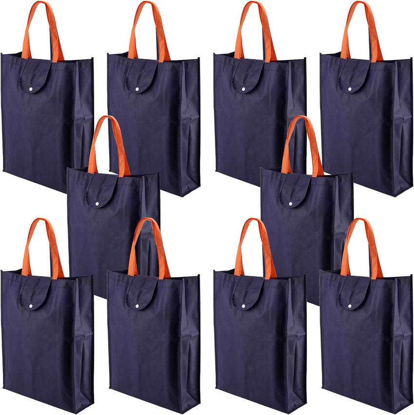 Foldable Reusable Shopping Bags 8-Pack Washable Tote for Grocery Travel Picnic 35x12x45cm