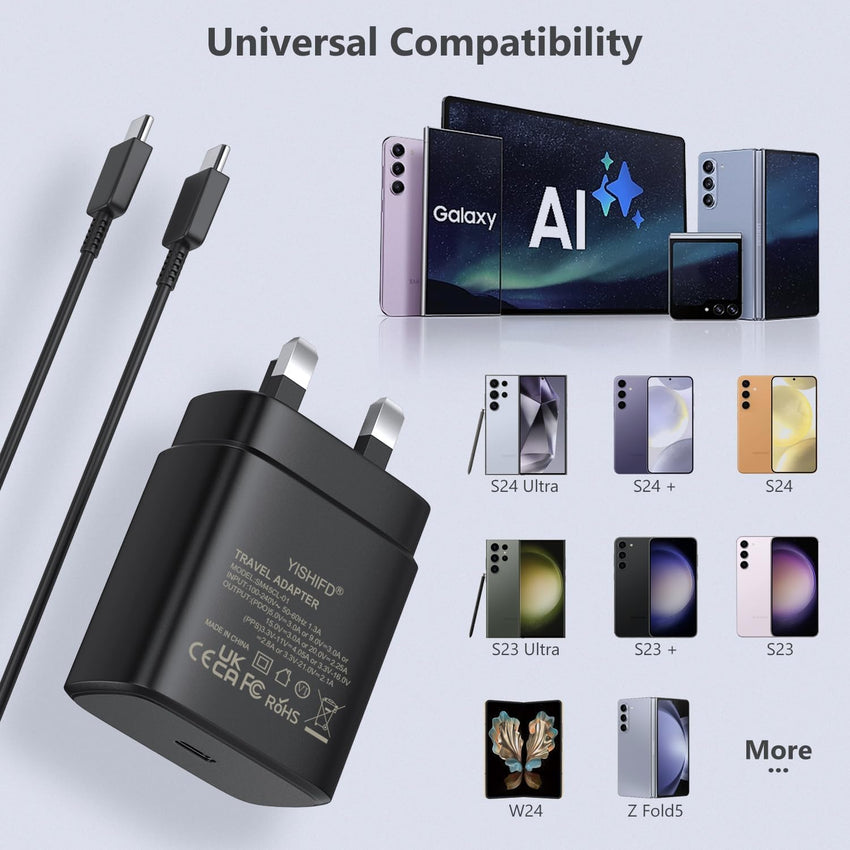 for Samsung Fast Charger, 45W USB C Plug with 6.6ft C to C Cable, fit for Galaxy S24 Ultra/S24+/S24/S23 Ultra/S23/S22/S21/A15,Z Fold 6,Z Flip 6,Tab S9,Google Pixel 9, PPS Super Fsat Phone Charger 2.0