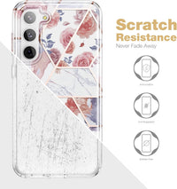 SURITCH Compatible with Samsung Galaxy S23 Plus Case [Built-in Screen Protector] Natural Marble Full Body Protection Cover Rugged Bumper Shockproof Case for Samsung Galaxy S23 Plus(Marble Rose)