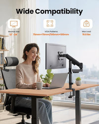 Single Monitor Arm Adjustable Desk Mount Up to 9kg VESA 75/100mm for 13-34" Screens Black 34"