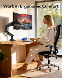 Ultrawide Single Monitor Arm 13-40in Holds 12kg C-Clamp & Grommet VESA 75/100mm 13 40in