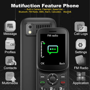 T185 | 4G SIM Free Mobile Phone Unlocked with Dual Nano SIM Slot | 1.8" LCD Screen | Bluetooth | 1000 mAh Battery | FM Radio | Compact Basic Mobile Phone with Torch| Pay As You Go Phones All Carriers