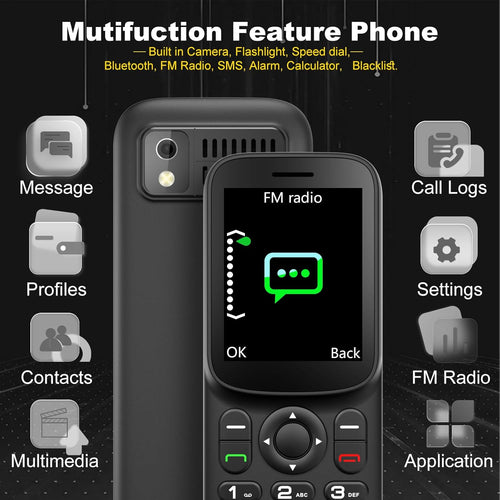 T185 | 4G SIM Free Mobile Phone Unlocked with Dual Nano SIM Slot | 1.8" LCD Screen | Bluetooth | 1000 mAh Battery | FM Radio | Compact Basic Mobile Phone with Torch| Pay As You Go Phones All Carriers