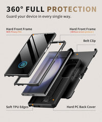 Samsung Galaxy S23 Ultra Case Military Grade Shockproof with Kickstand & Camera Cover â Black