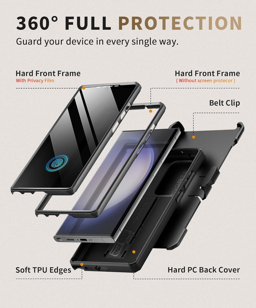 Samsung Galaxy S23 Ultra Case Military Grade Shockproof with Kickstand & Camera Cover â Black