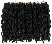 6 Packs Faux Locs Crochet Hair 12 Inch, Wavy Short Nu Locs, Goddess Dreadlocks (20 Roots/Pack) #1B