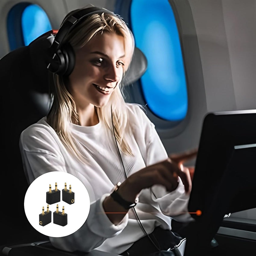 XIELBIS 4-Pack Airplane Headphone Adaptor, Plane Headphone Adapters | 3.5mm Male to 3.5mm Female, Airplane Adapter