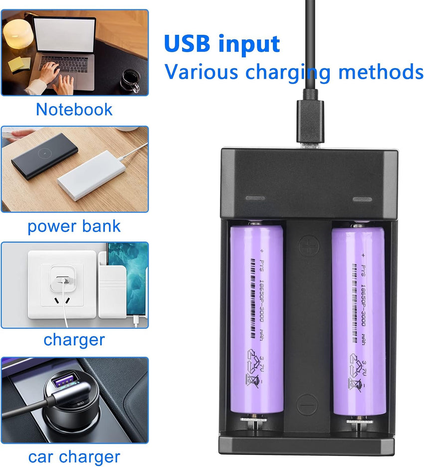 REACELL Battery CHARGER for 18650, Universal Fast Dual Charge CHARGER ONLY for 3.7V/3.6V Li-ion
