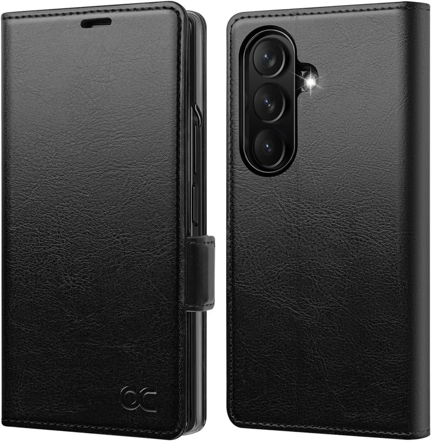 Samsung Galaxy Z Fold 7 Wallet Case PU Leather Flip Folio Cover Black
