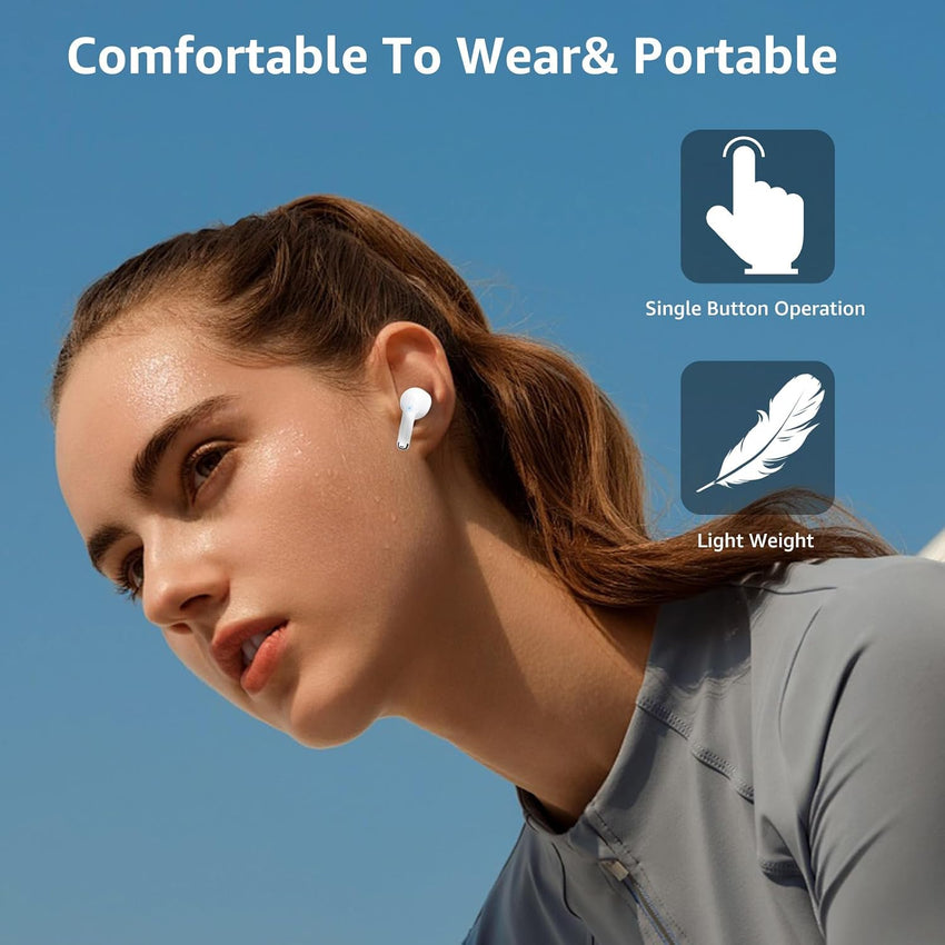Wireless Earbuds, Bluetooth 5.4 with 50H Playtime, 6 ENC Noise Cancelling Microphone, HiFi Stereo Deep Bass Sound, IP7 Waterproof Ultra-Light In-Ear Headphones for Sports Running Gym