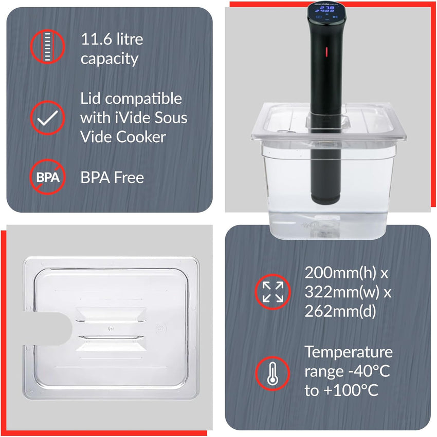 Sous Vide Container Water Tank Compatible with Inkbird ISV-1000 CLEAR 11.6L