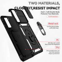 for Samsung Galaxy S21 Plus Case with Camera Lens Cover HD Screen Protector, Military-Grade Drop Tested Magnetic Ring Holder Kickstand Protective Phone Case for Samsung Galaxy S21+ Plus 5G (Black)