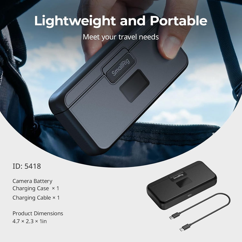 Battery Charger for GoPro Hero 12/11/10/9 PD 27W 1.5h Rapid Charging TFT Screen 3-Channel 4 SD Card Slots Model 5418