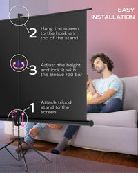 PropVue Projector Screen with Stand 100 inch - 16:9 HD Premium Wrinkle-Free Tripod Screen for Projector with Carry Bag and Tight Straps