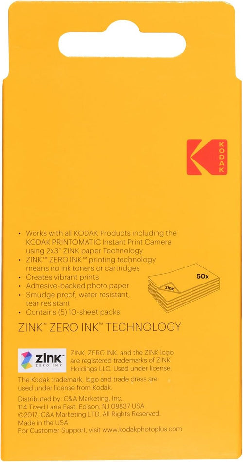Kodak 5x7 cm Sticky-Backed ZINK Photo Paper (50 Sheets) Compatible With Kodak Printomatic Instant Camera