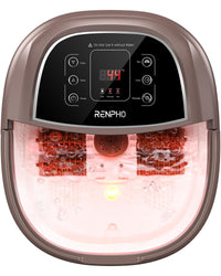 RENPHO Motorized Rollers Foot Spa Massager, Foot Bath with Fast Heating, Automatic Massage, Powerful Bubble Jets, Pedicure for Tired Feet, Adjustable Timer and Temperature,Brown