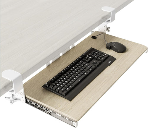 Under-Desk Extendable Keyboard Tray C-Clamp Sliding Platform 838x280mm